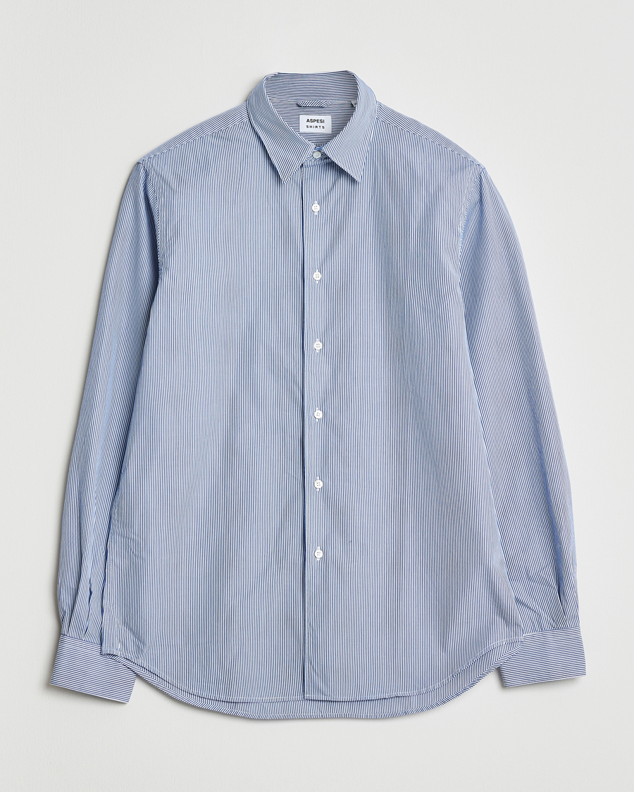 Homme | Chemises | Aspesi | Striped Poplin Shirt Light Blue