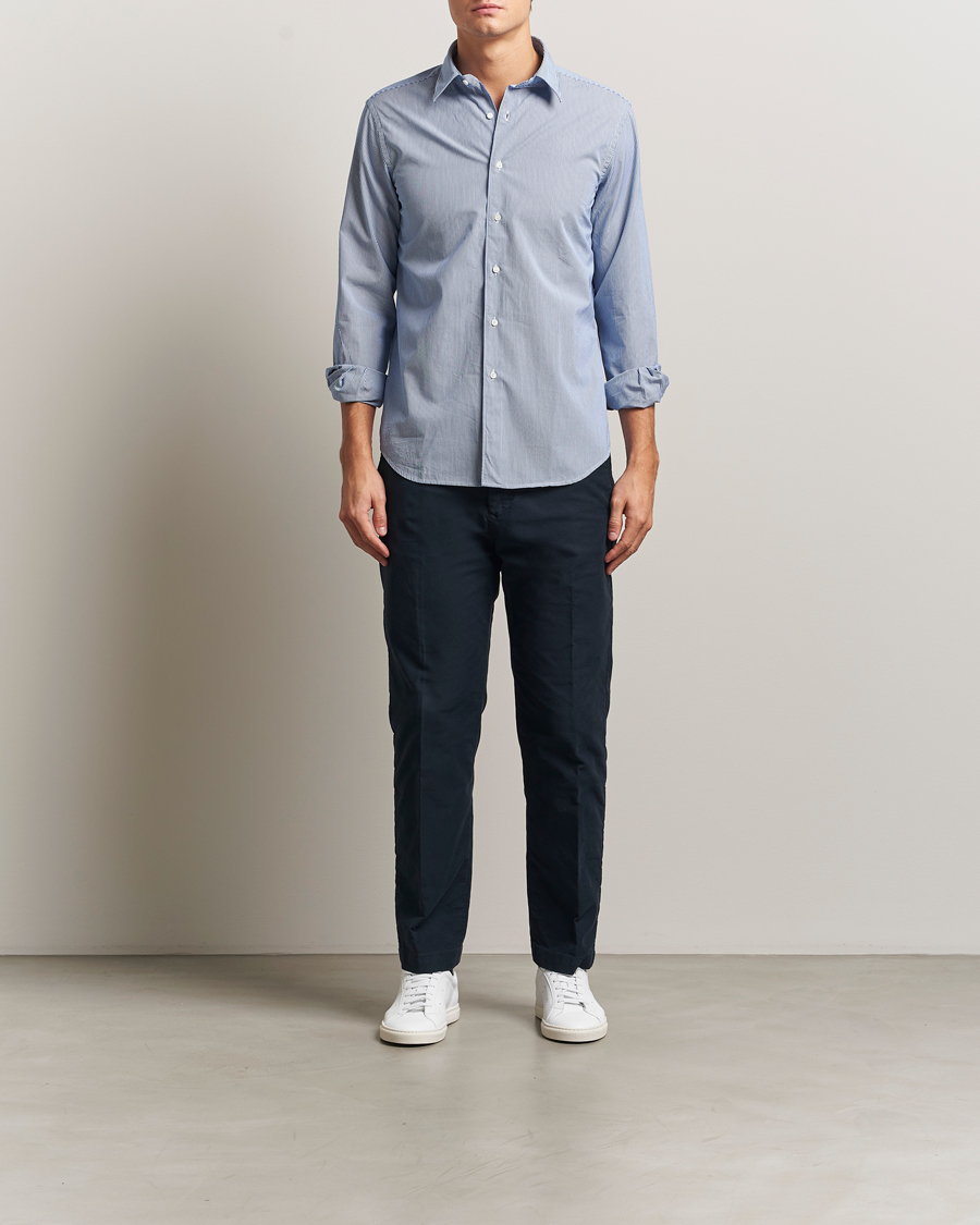 Homme | Chemises | Aspesi | Striped Poplin Shirt Light Blue