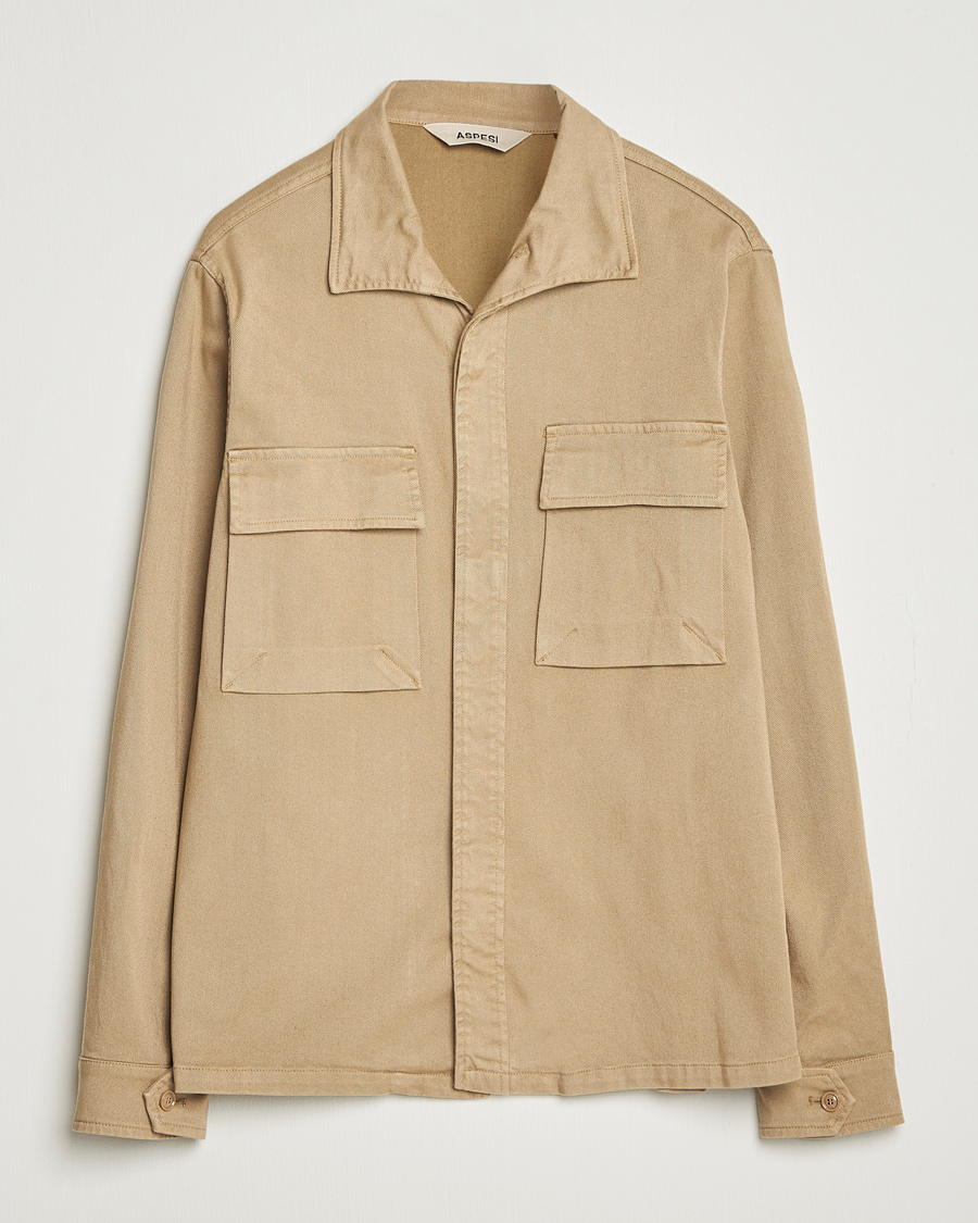 Homme | Chemises | Aspesi | Twill Cotton Overshirt Beige
