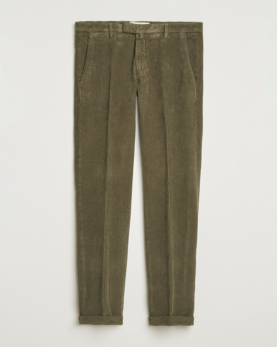 Homme | Pantalons | Briglia 1949 | Slim Fit Corduroy Trousers Dark Green