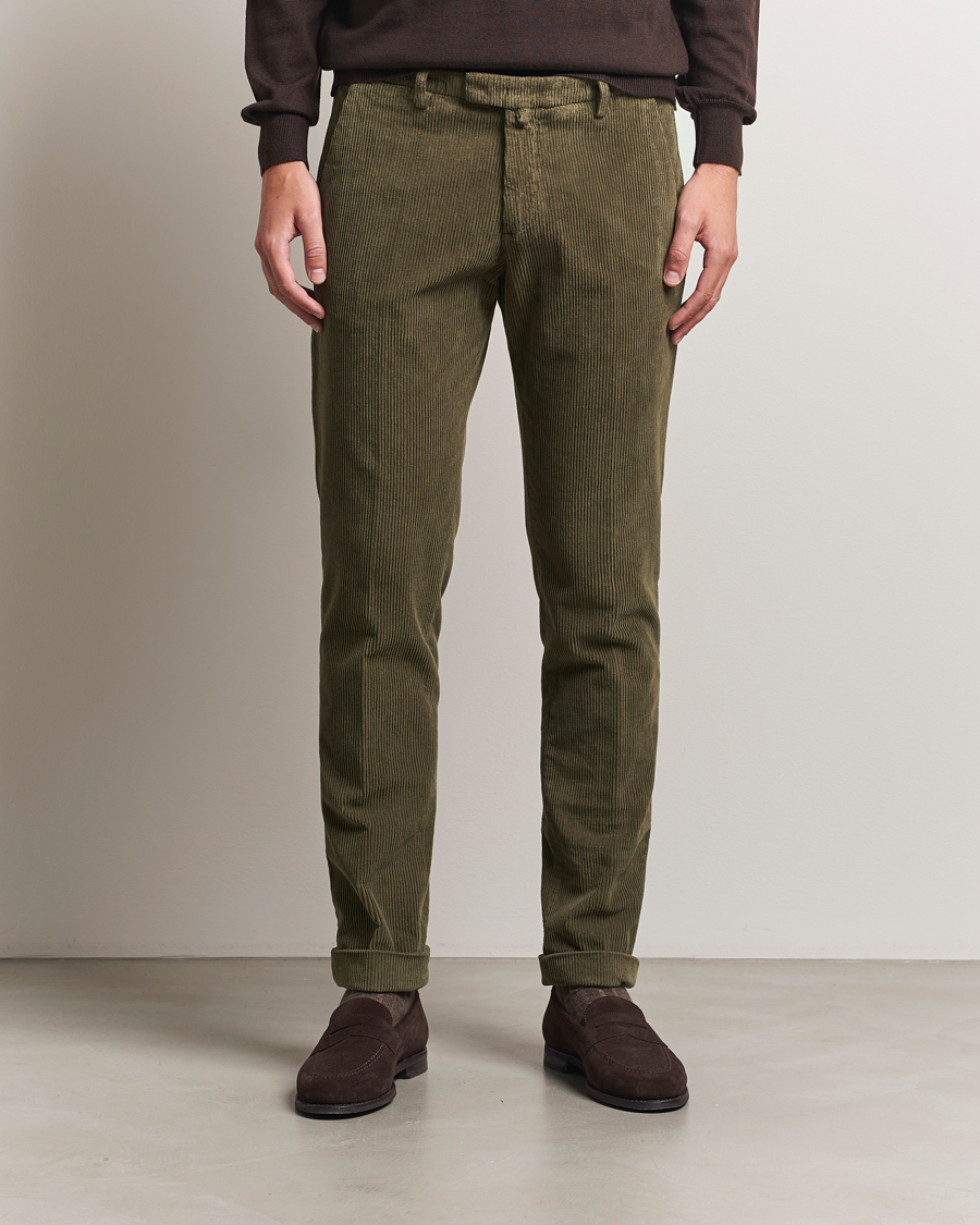 Homme | Pantalons | Briglia 1949 | Slim Fit Corduroy Trousers Dark Green