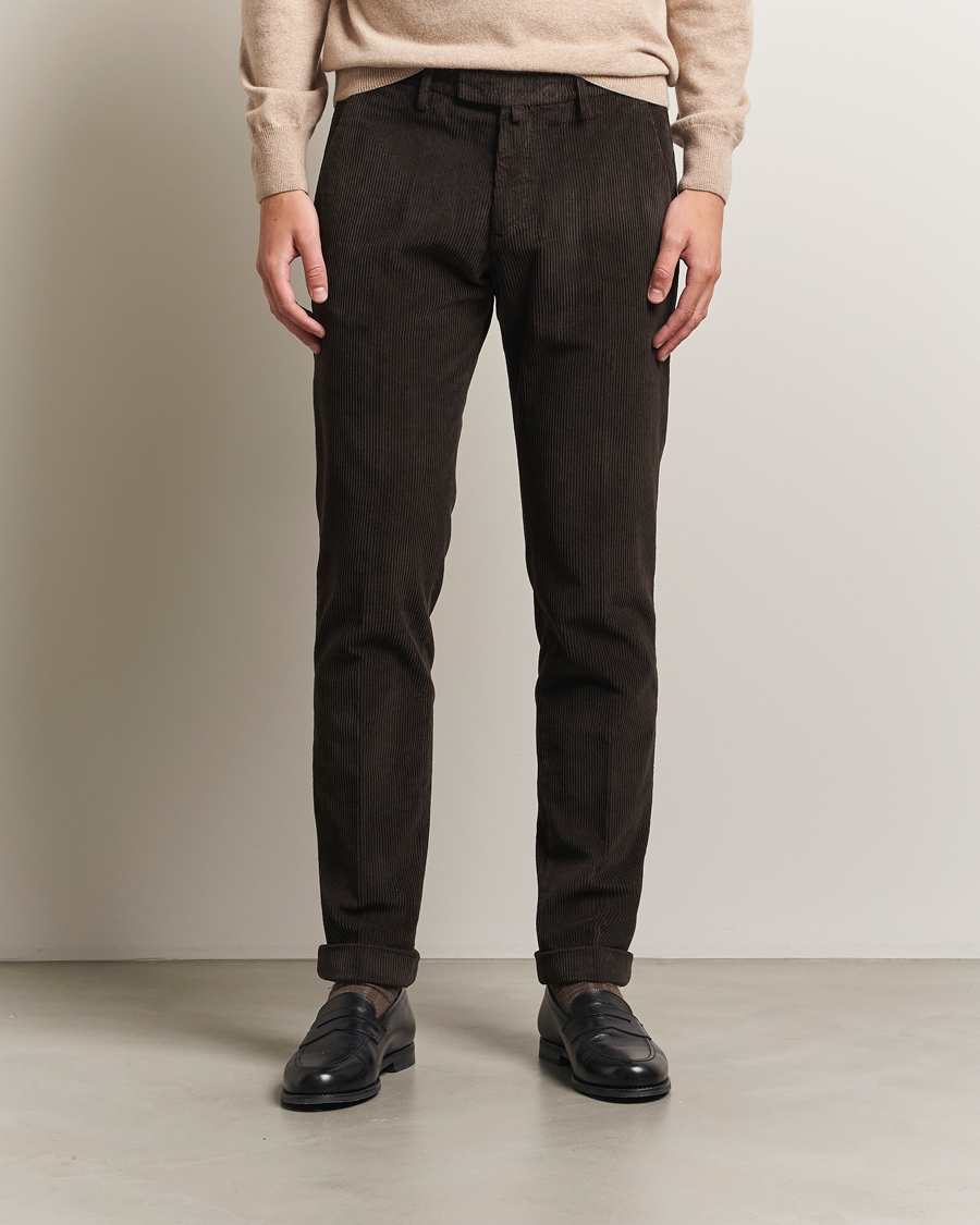 Homme | Pantalons | Briglia 1949 | Slim Fit Corduroy Trousers Dark Brown