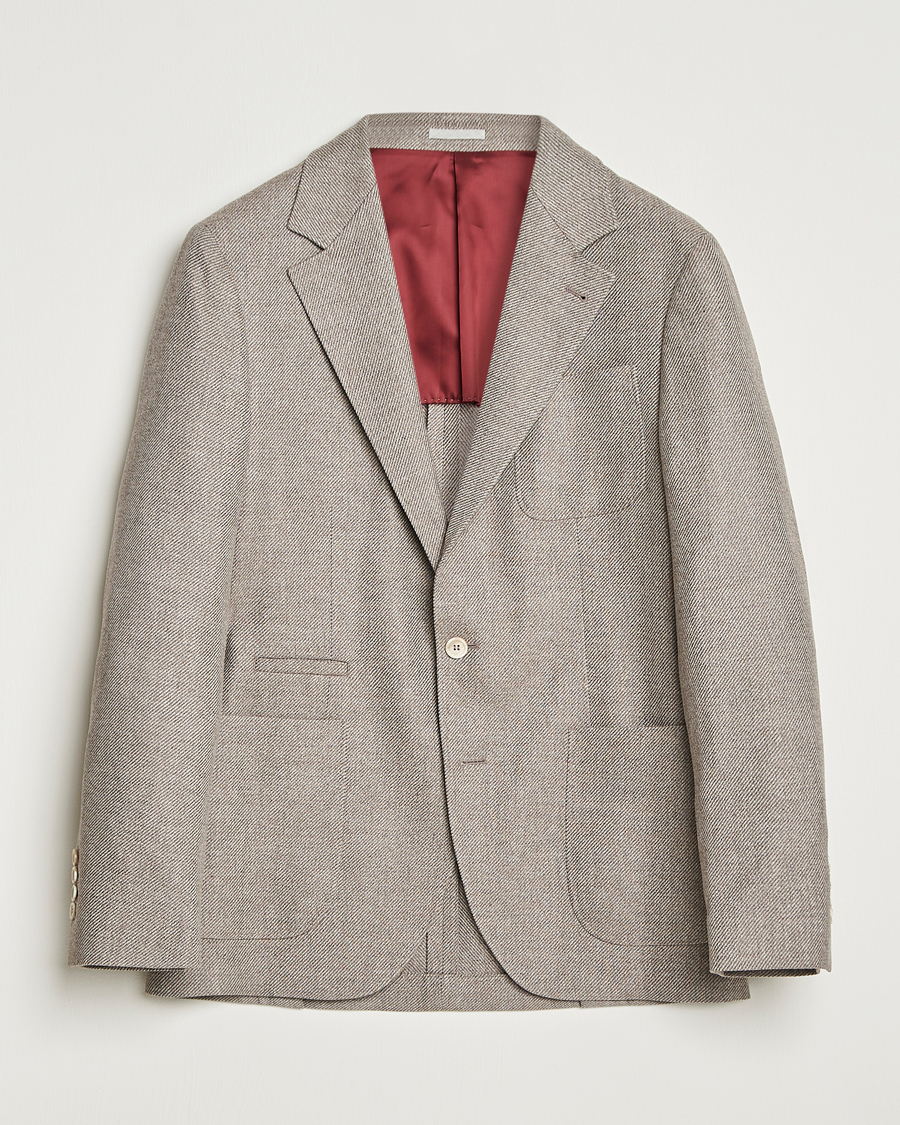 Homme | Blazers | Brunello Cucinelli | Single Breasted Wool/Cashmere Twill Blazer Beige