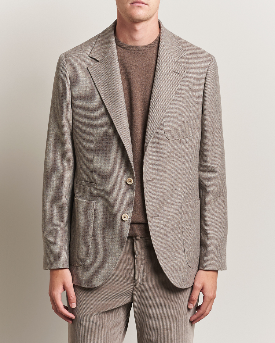 Homme | Blazers | Brunello Cucinelli | Single Breasted Wool/Cashmere Twill Blazer Beige
