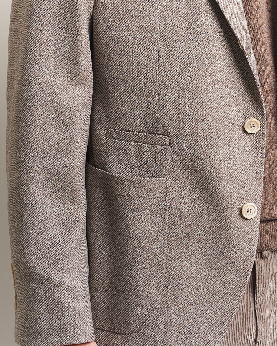 Homme | Blazers | Brunello Cucinelli | Single Breasted Wool/Cashmere Twill Blazer Beige