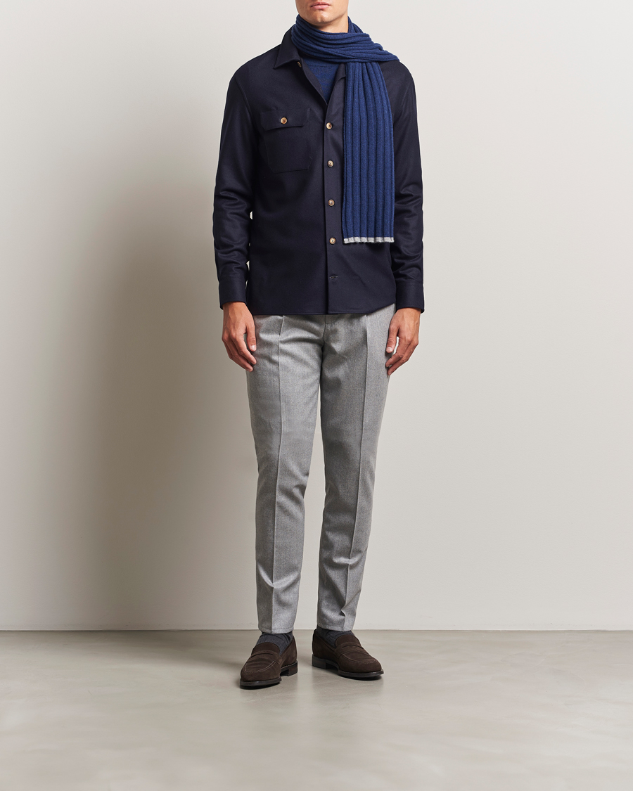 Homme | Pantalons | Brunello Cucinelli | Slim Fit Pleated Flannel Trousers Light Grey