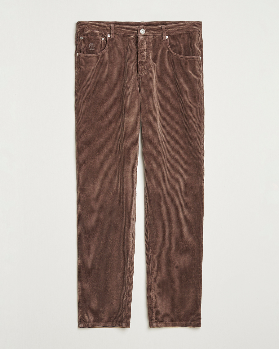 Homme | Pantalons | Brunello Cucinelli | Leisure Fit Corduroy 5-Pocket Pants Taupe