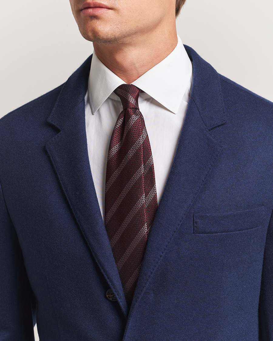 Homme | Brunello Cucinelli Regimental Stripe Silk Tie Amaranto | Brunello Cucinelli | Regimental Stripe Silk Tie Amaranto