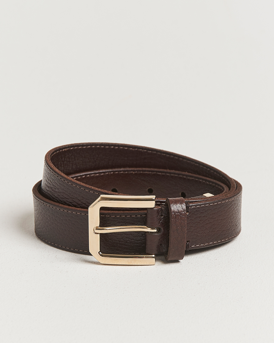 Homme | Brunello Cucinelli Grain Leather Belt Dark Brown | Brunello Cucinelli | Grain Leather Belt Dark Brown