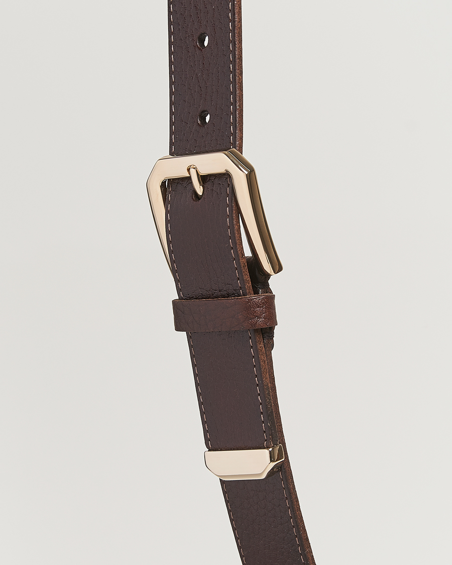 Homme | Brunello Cucinelli Grain Leather Belt Dark Brown | Brunello Cucinelli | Grain Leather Belt Dark Brown