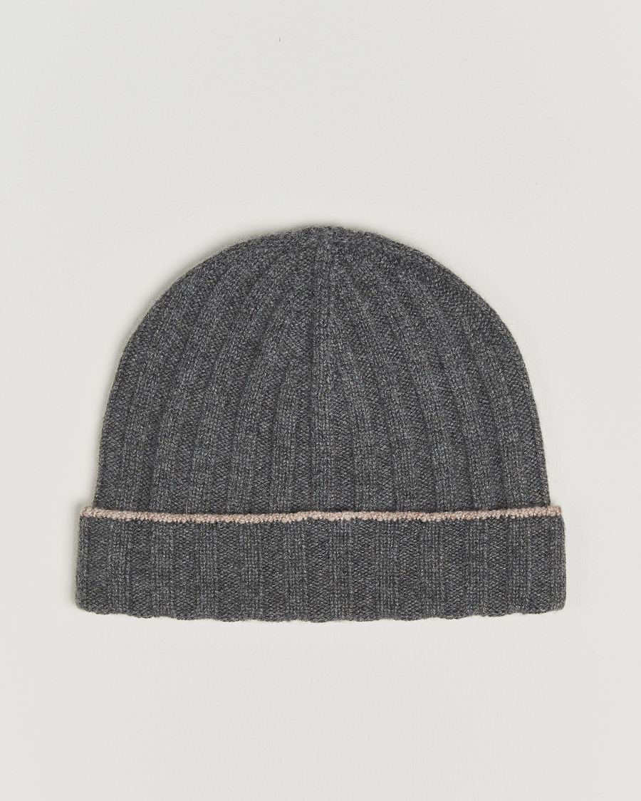 Homme | Brunello Cucinelli Cashmere Contrast Beanie Grey Melange | Brunello Cucinelli | Cashmere Contrast Beanie Grey Melange