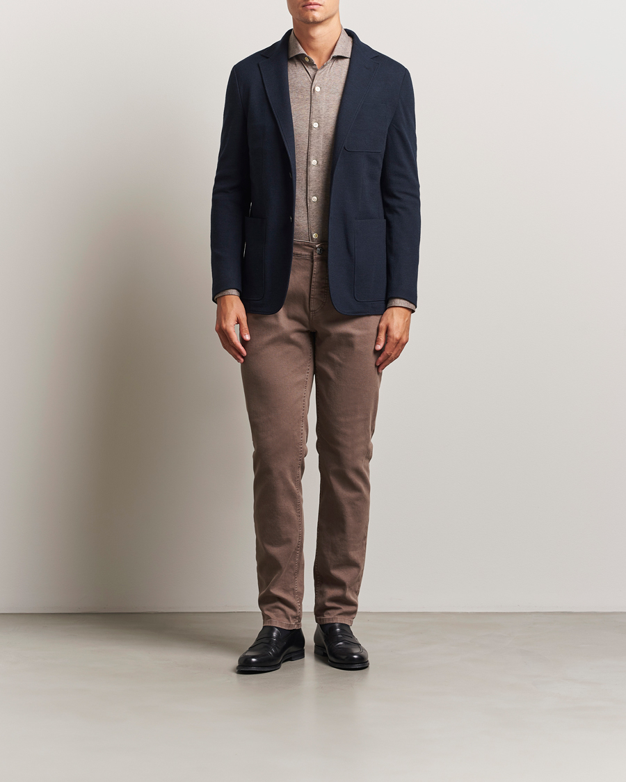 Homme | Blazers | Canali | Wool Houndstooth Jersey Blazer Navy