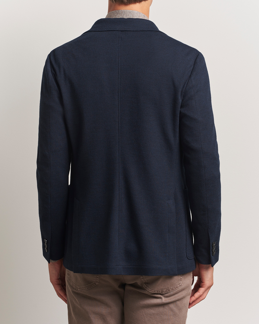 Homme | Blazers | Canali | Wool Houndstooth Jersey Blazer Navy