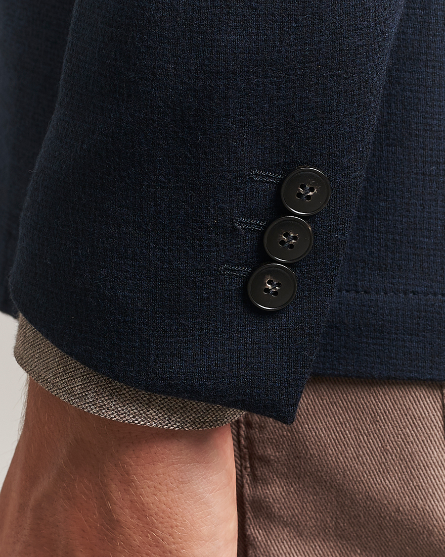 Homme | Blazers | Canali | Wool Houndstooth Jersey Blazer Navy