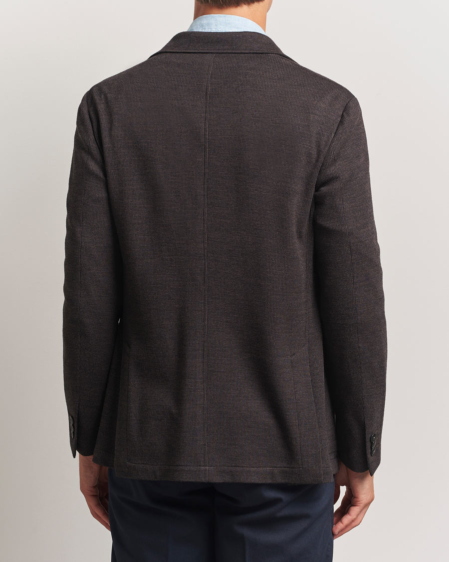 Homme | Blazers | Canali | Wool Houndstooth Jersey Blazer Dark Brown