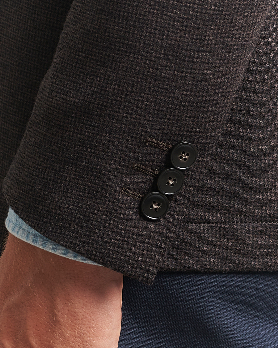 Homme | Blazers | Canali | Wool Houndstooth Jersey Blazer Dark Brown