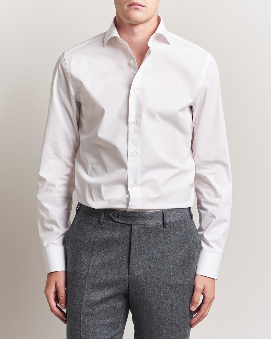 Homme | Chemises | Canali | Slim Fit Cotton/Stretch Shirt White