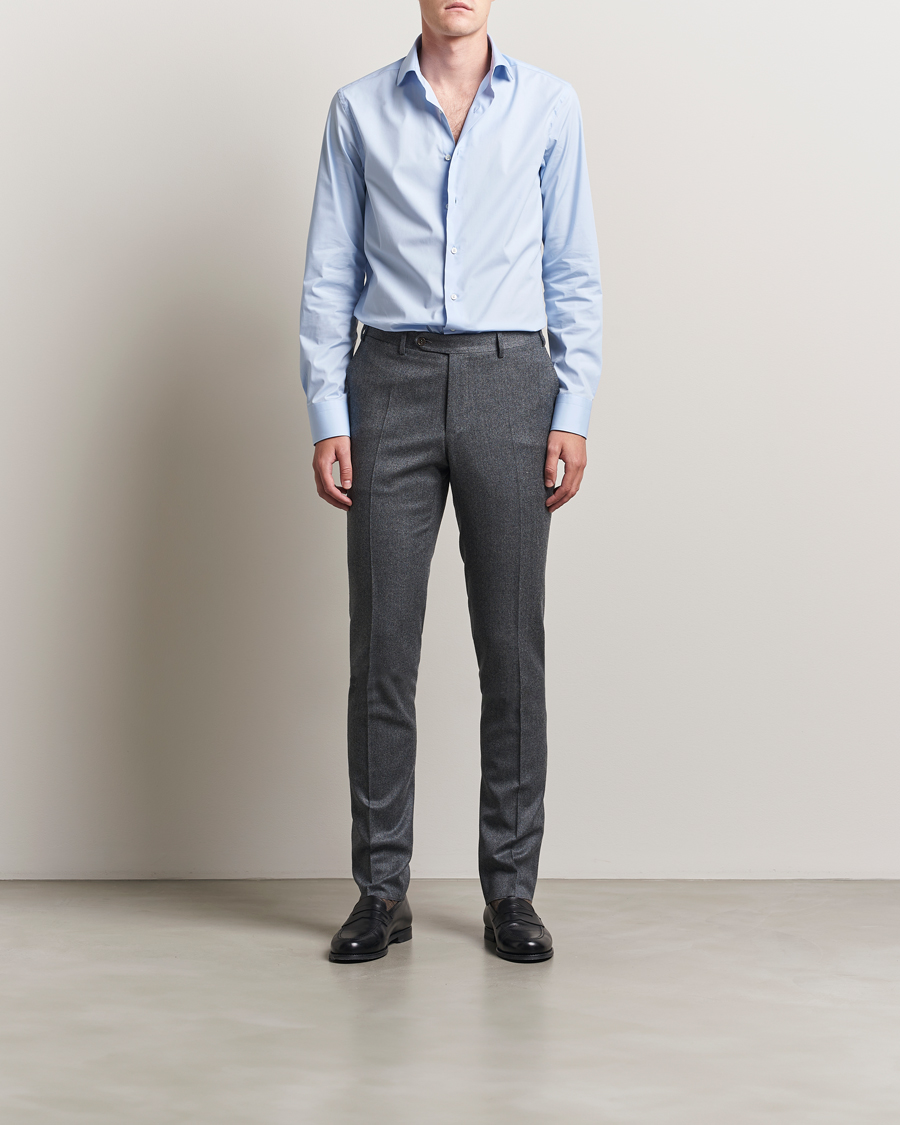 Homme | Chemises | Canali | Slim Fit Cotton/Stretch Shirt Light Blue