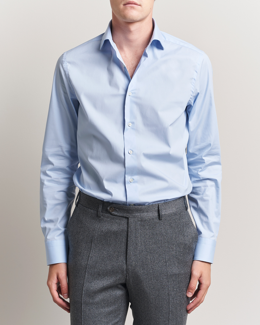 Homme | Chemises | Canali | Slim Fit Cotton/Stretch Shirt Light Blue