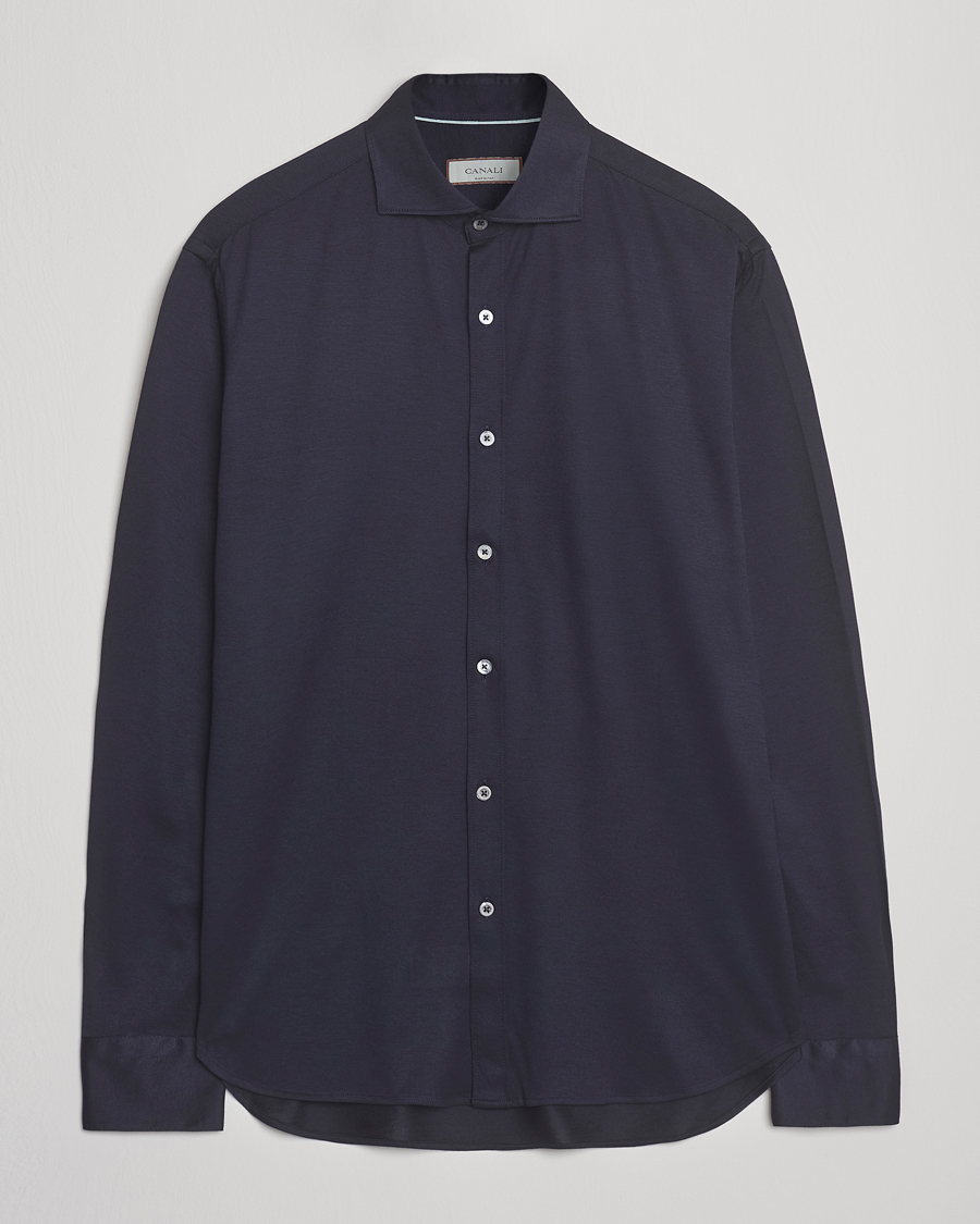 Homme | Chemises | Canali | Jersey Piquet Shirt Navy