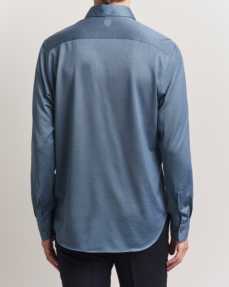 Homme | Chemises | Canali | Jersey Piquet Shirt Blue