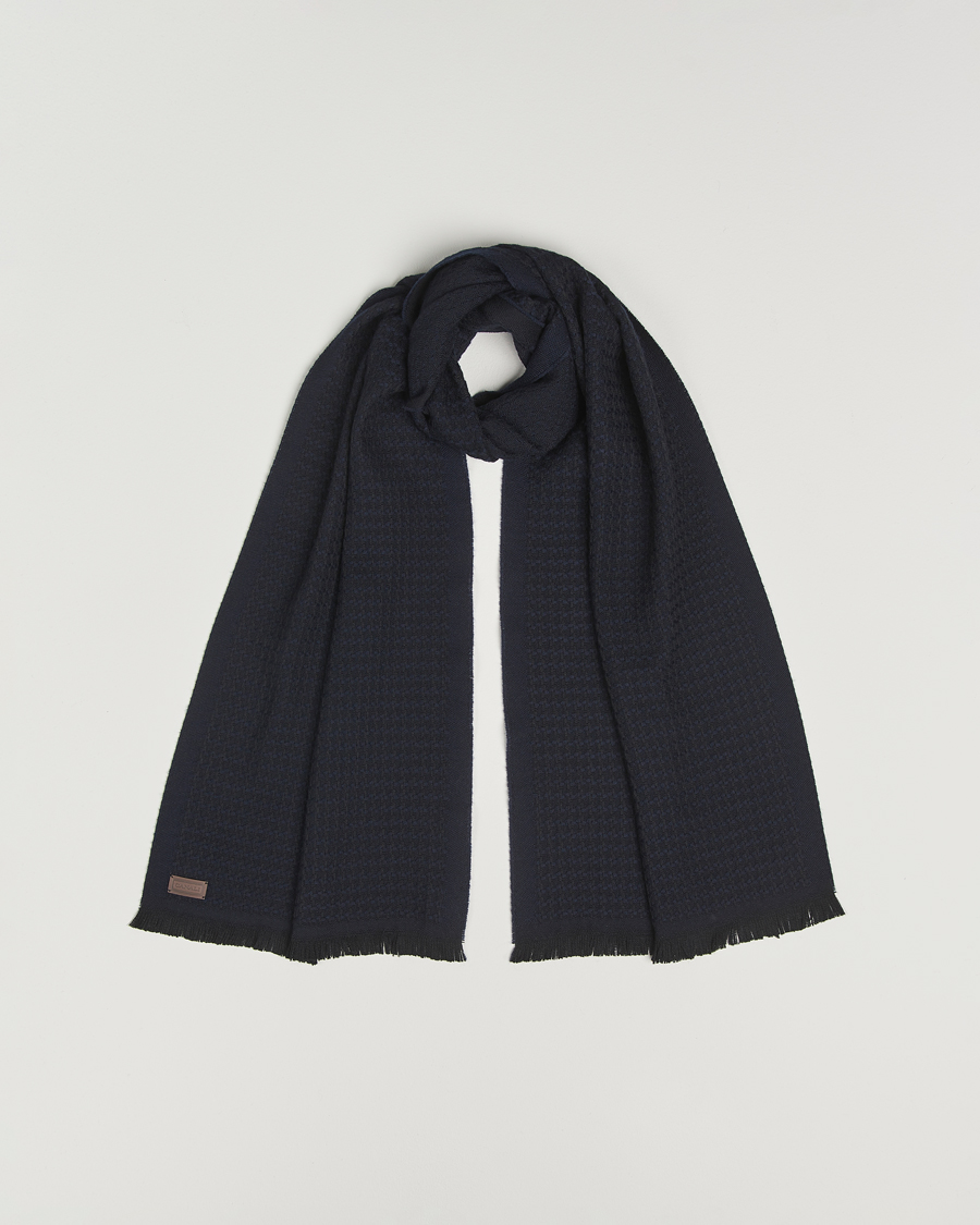 Homme | Cravates | Canali | Jacquard Wool Scarf Navy