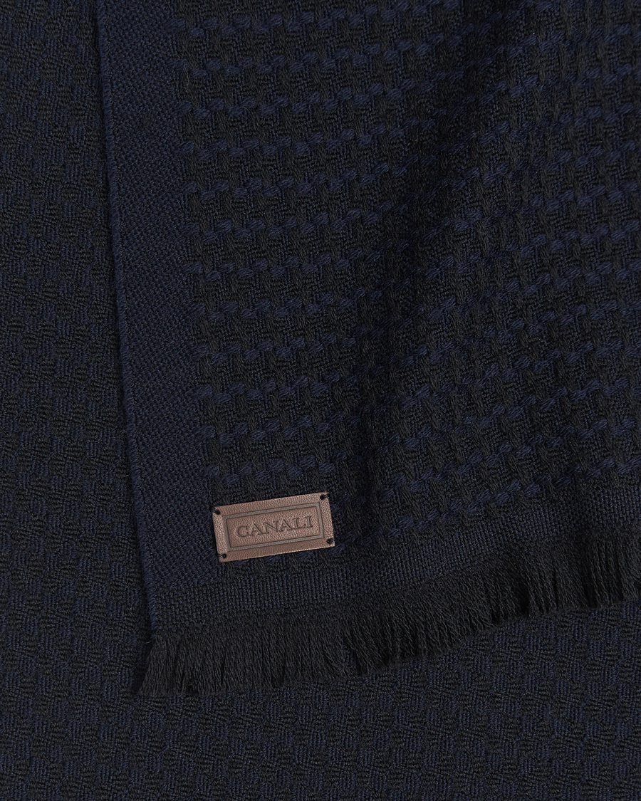 Homme | Cravates | Canali | Jacquard Wool Scarf Navy