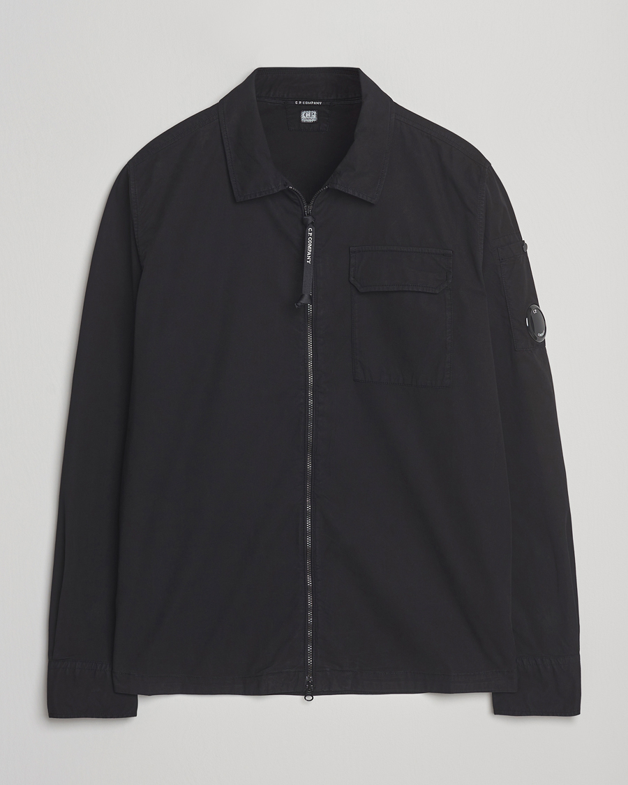 Homme | Chemises | C.P. Company | Organic Cotton Gabardine Zip Overshirt Black