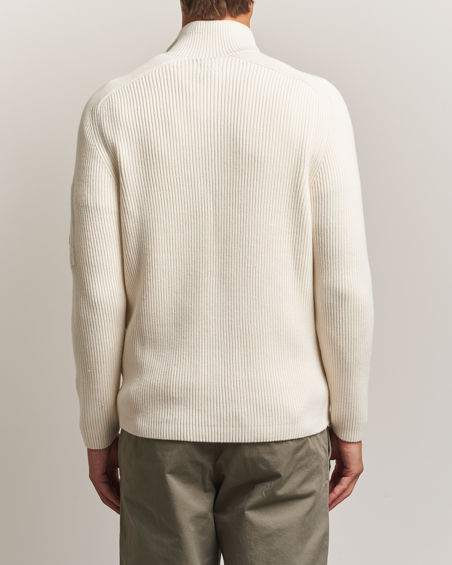 Homme | Pulls Et Tricots | C.P. Company | Full Rib Knitted Cotton Half Button White