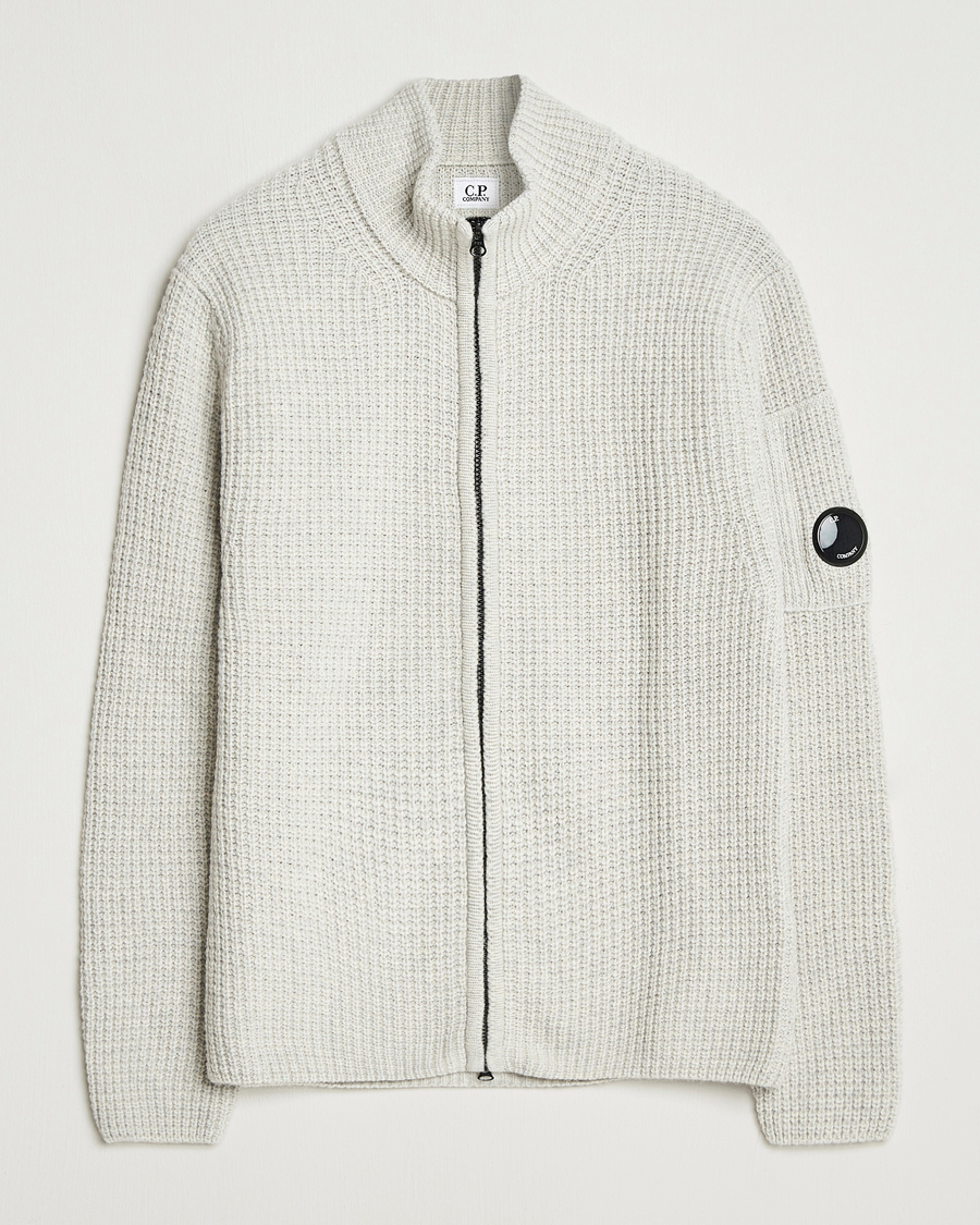 Homme | Pulls Et Tricots | C.P. Company | Structure Lambswool Full Zip Grey