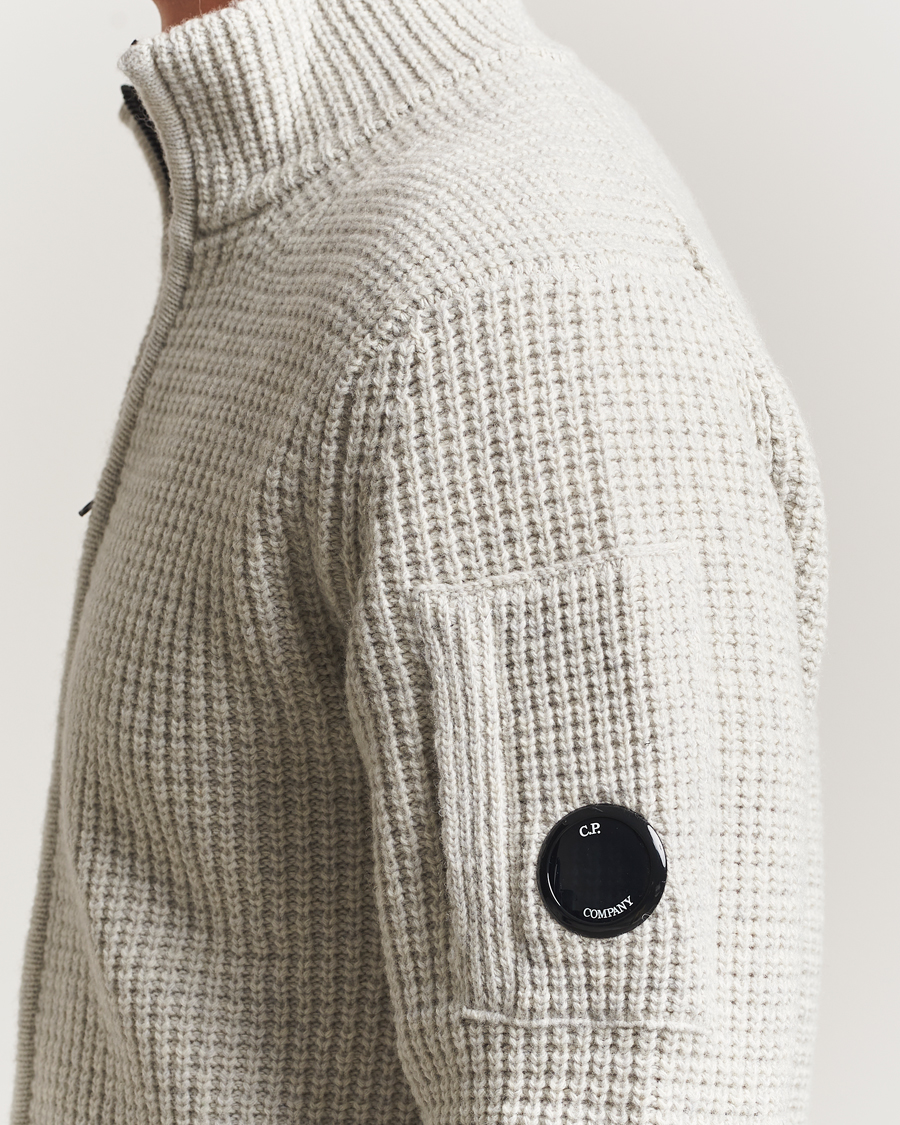 Homme | Pulls Et Tricots | C.P. Company | Structure Lambswool Full Zip Grey