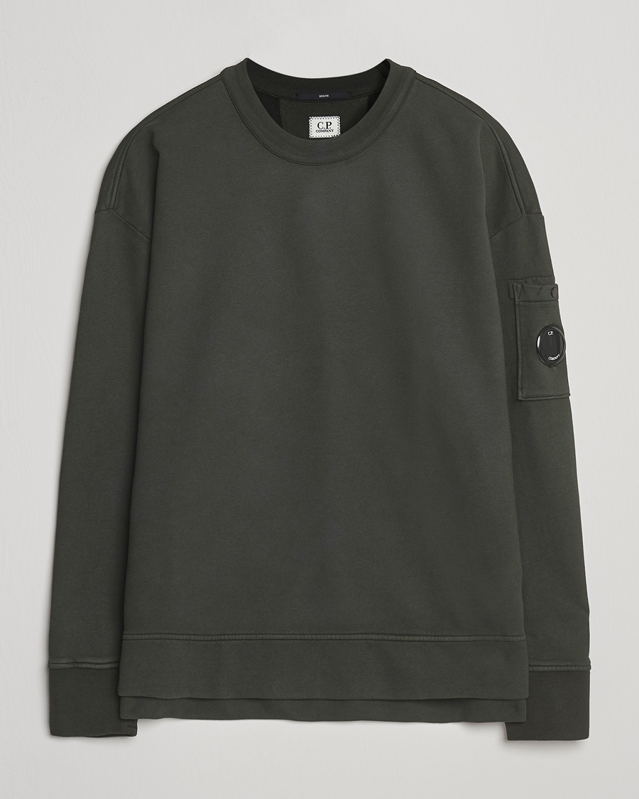 Homme | Pulls Et Tricots | C.P. Company | Brushed Emerized Fleece Lens Sweatshirt Dark Green