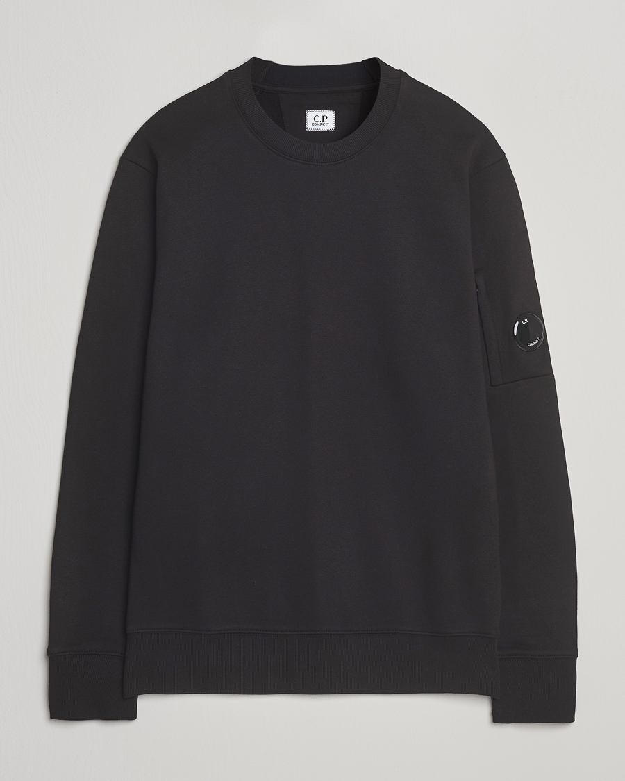 Homme | Pulls Et Tricots | C.P. Company | Diagonal Raised Fleece Lens Sweatshirt Black