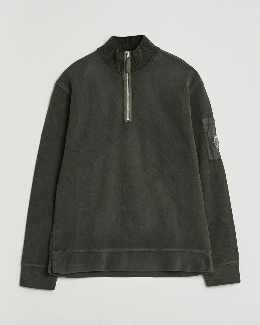 Homme | Pulls Et Tricots | C.P. Company | Brushed Emerized Diagonal Fleece Half Zip Dark Green