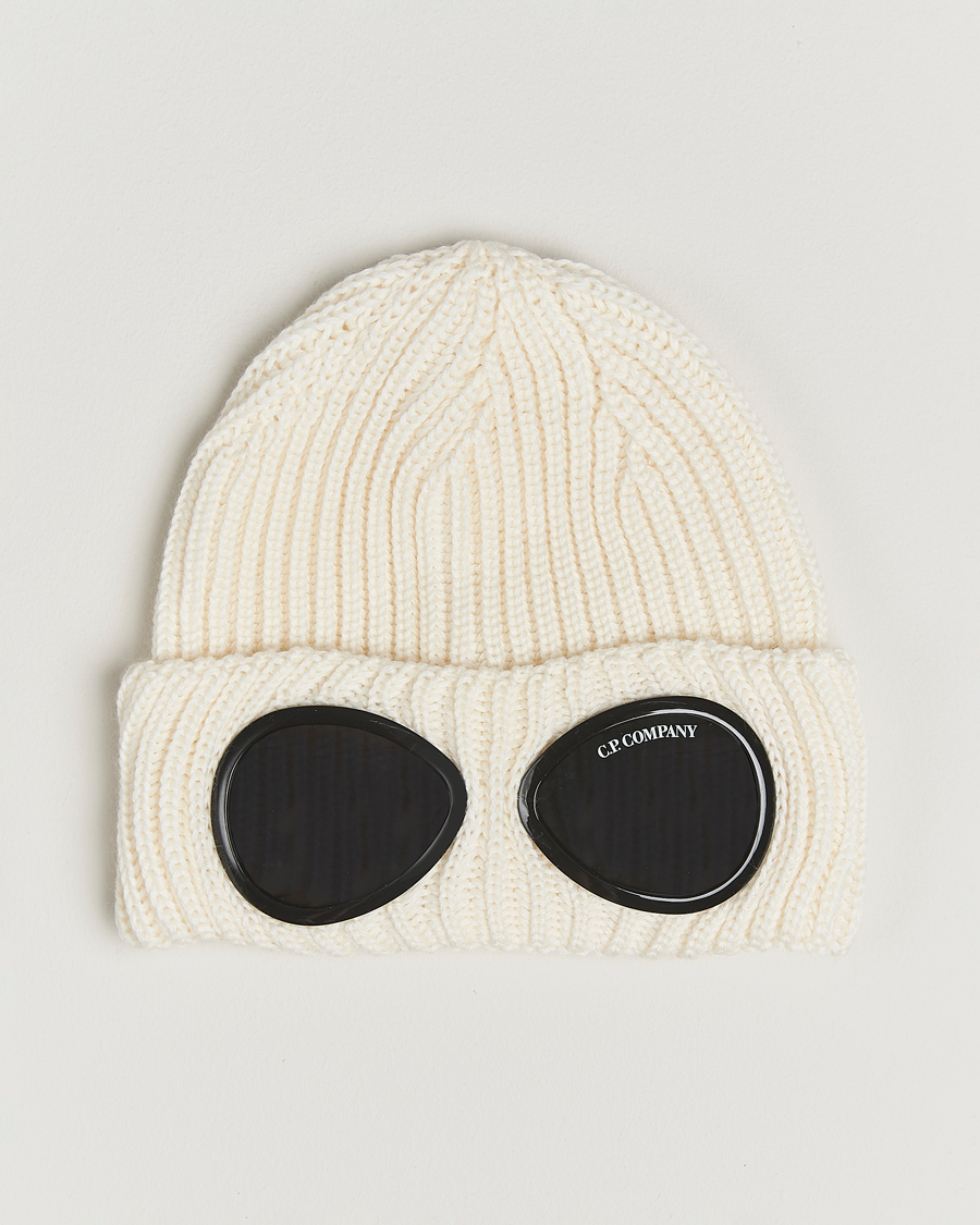 Homme | C.P. Company Knitted Merino Goggle Beanie White | C.P. Company | Knitted Merino Goggle Beanie White