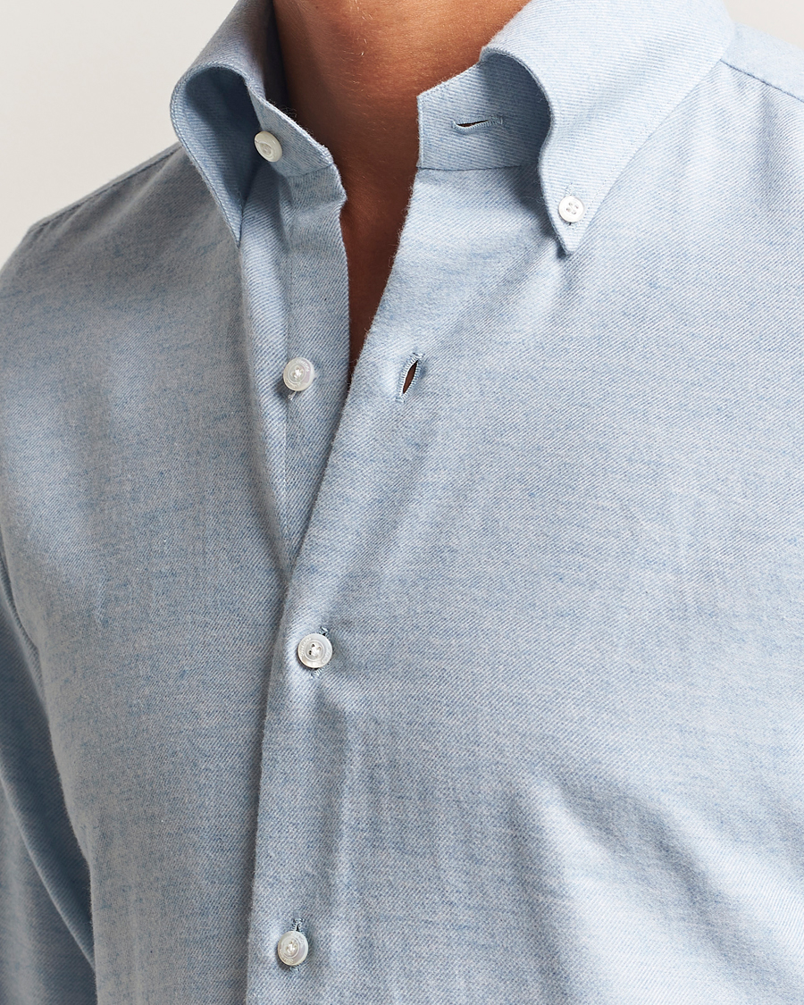 Homme | Chemises | Finamore Napoli | Milano Slim Cashmere BD Shirt Light Blue