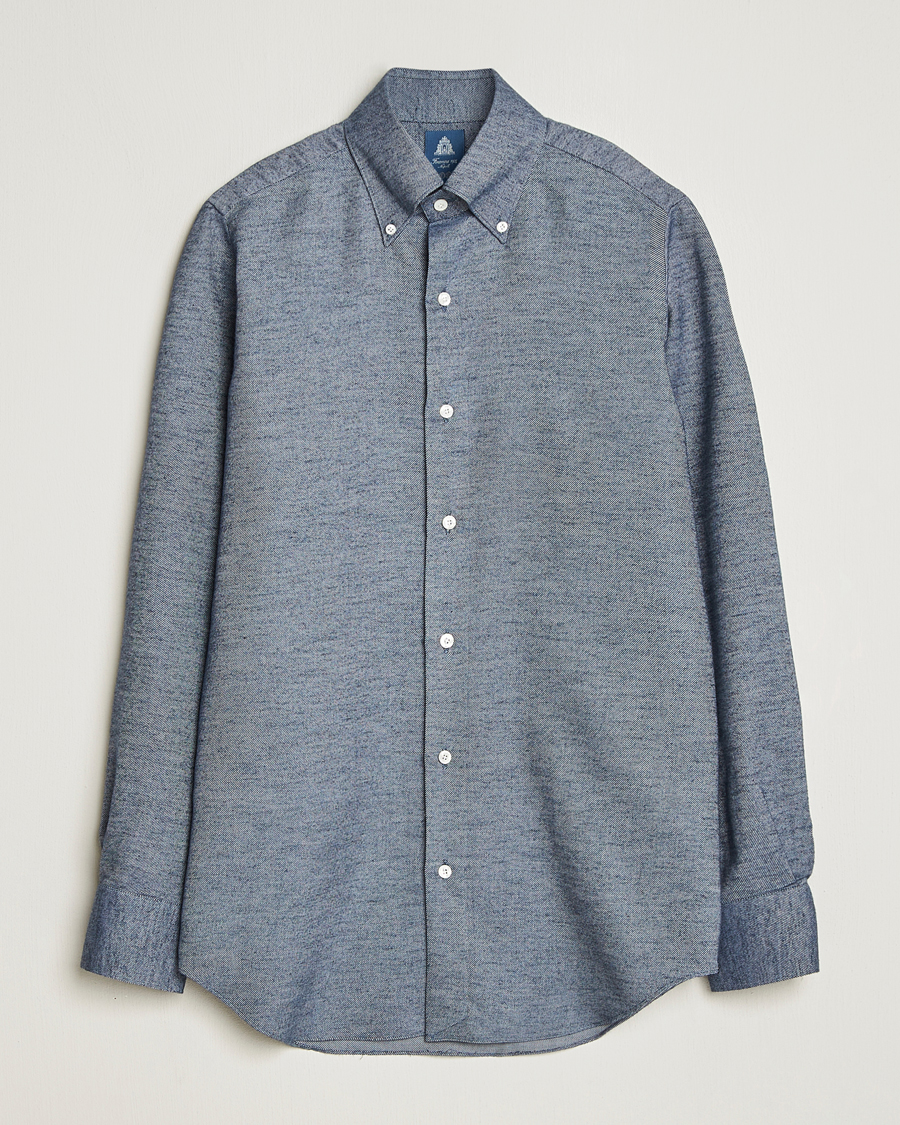 Homme | Chemises | Finamore Napoli | Milano Slim Cashmere BD Shirt Dark Blue