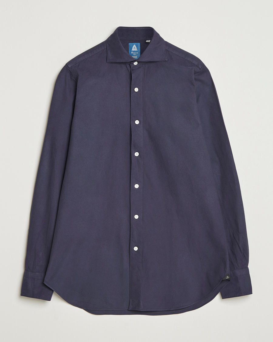 Homme | Chemises | Finamore Napoli | Gaeta Flannel Sport Shirt Navy