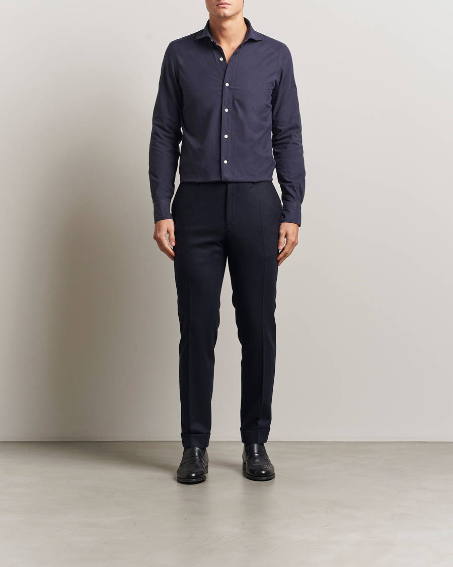 Homme | Chemises | Finamore Napoli | Gaeta Flannel Sport Shirt Navy
