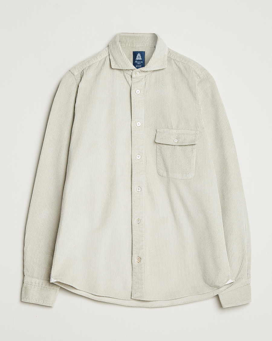 Homme | Chemises | Finamore Napoli | Garment Dyed Corduroy Overshirt Beige