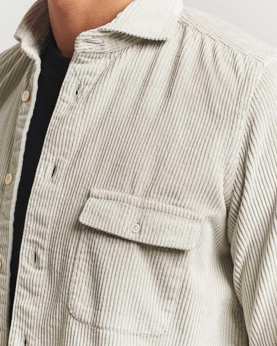 Homme | Chemises | Finamore Napoli | Garment Dyed Corduroy Overshirt Beige