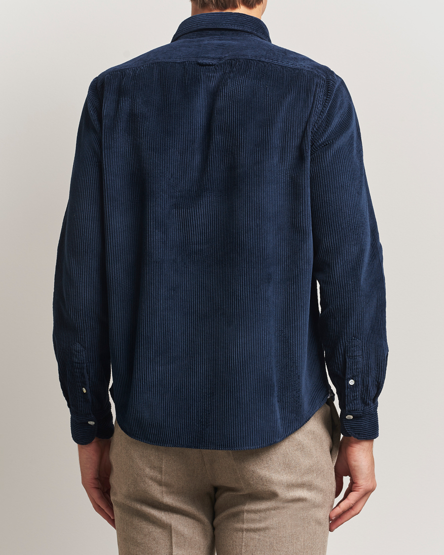Homme | Chemises | Finamore Napoli | Garment Dyed Corduroy Overshirt Navy
