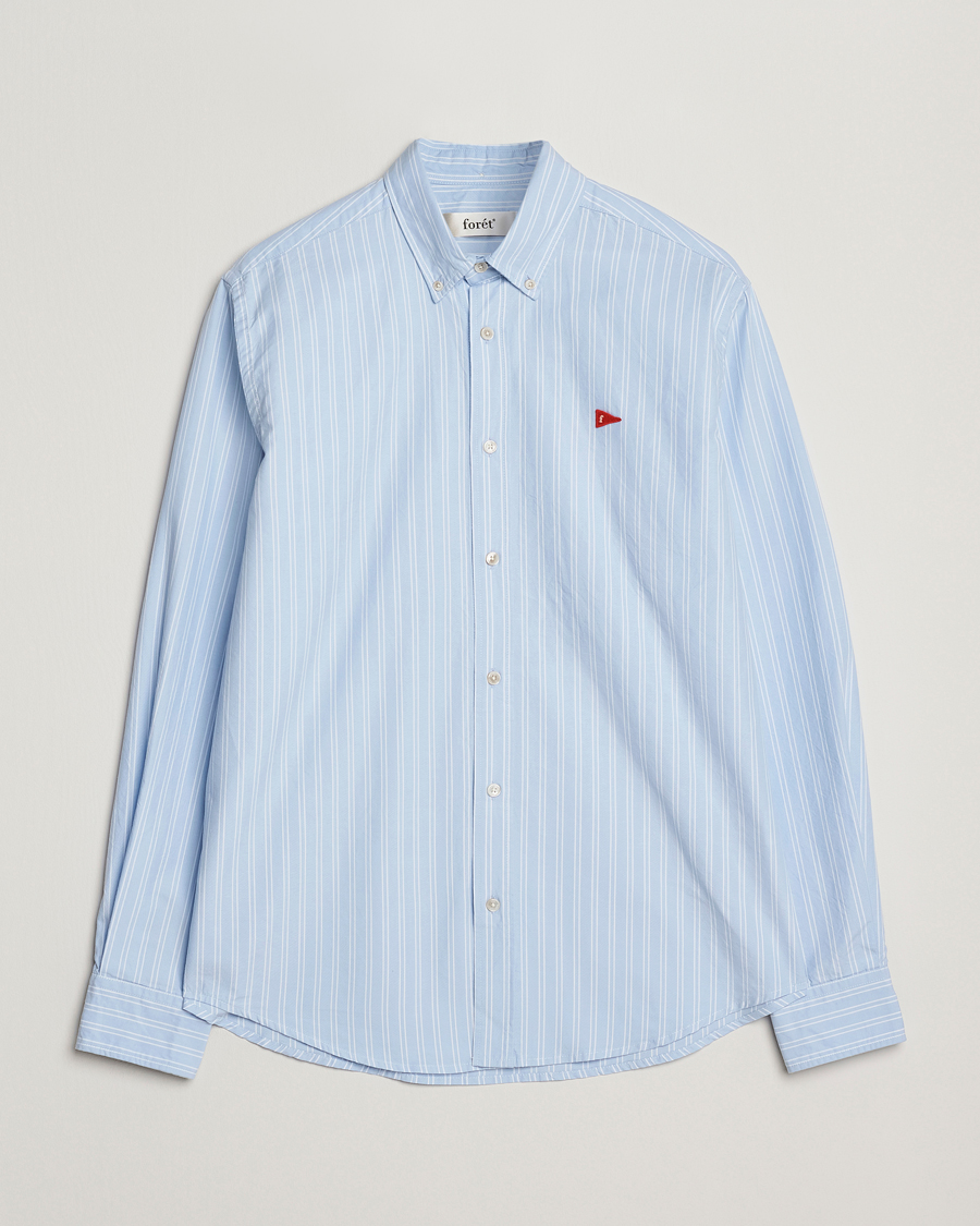 Homme | Chemises | Forét | Flag Regular Fit Oxford Shirt Light Blue Stripe