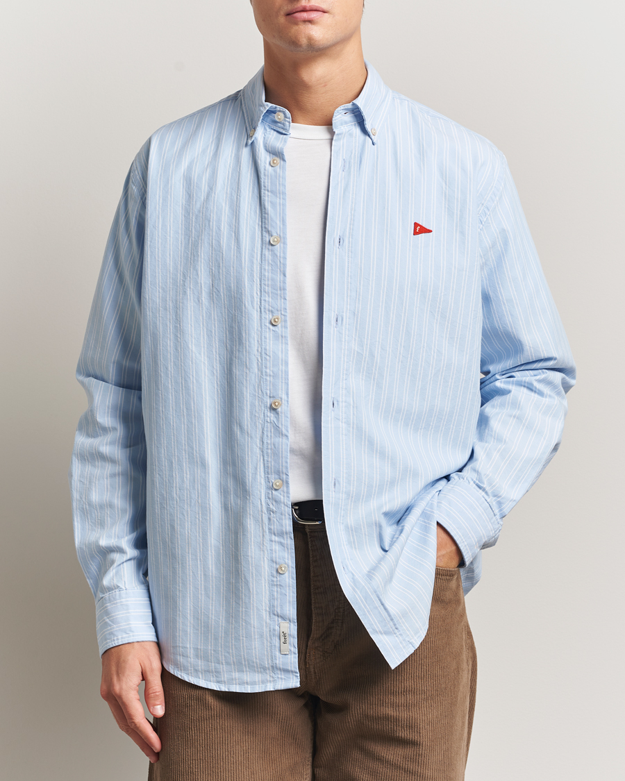 Homme | Chemises | Forét | Flag Regular Fit Oxford Shirt Light Blue Stripe