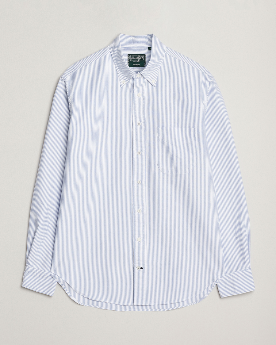 Homme | Chemises | Gitman Vintage | Oxford Button Down Shirt Light Blue Stripe