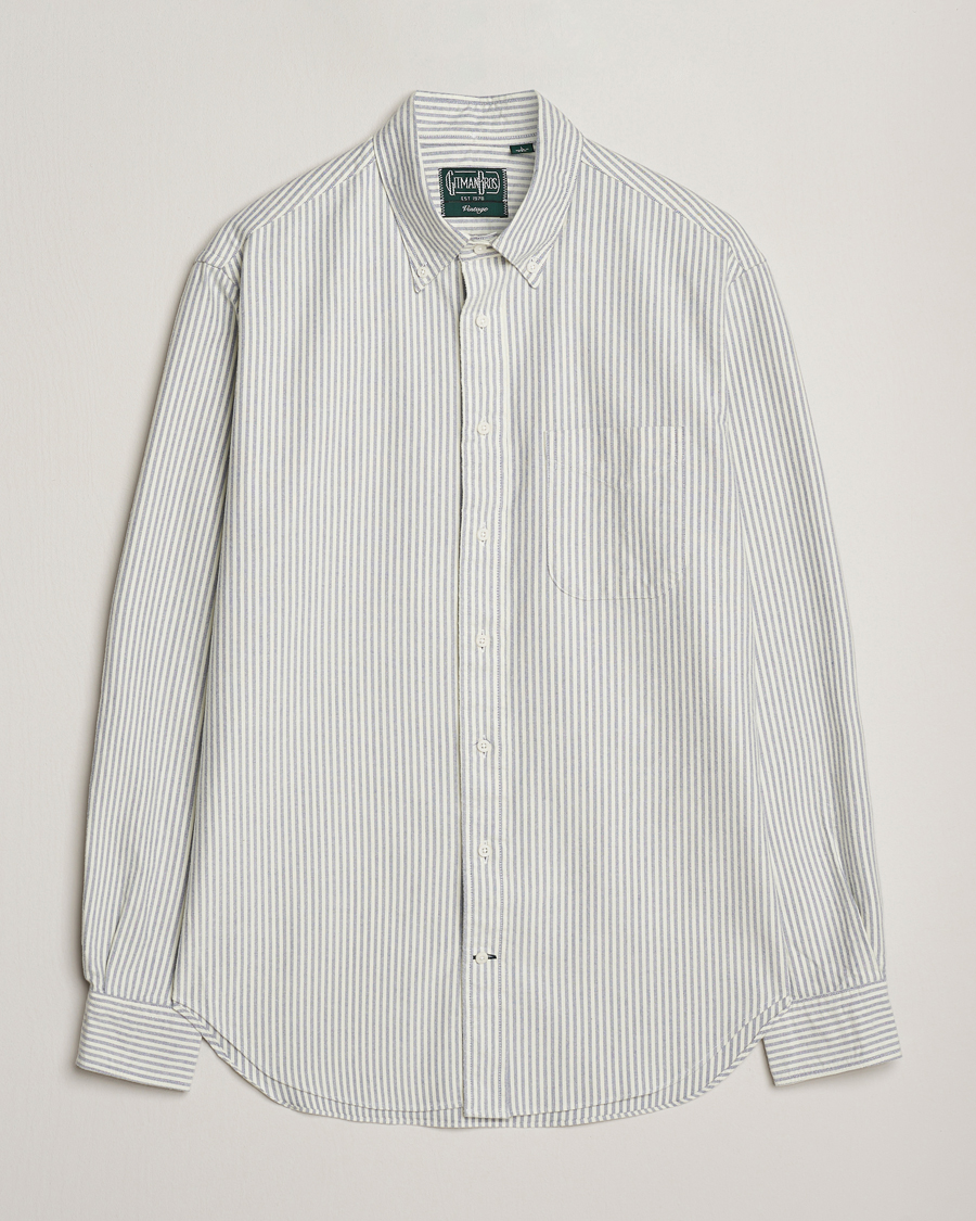 Homme | Chemises | Gitman Vintage | Brushed Oxford Button Down Shirt Blue Stripe