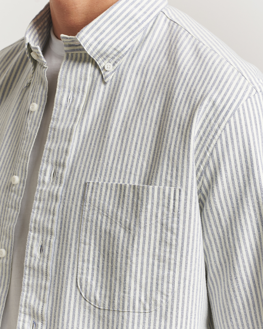 Homme | Chemises | Gitman Vintage | Brushed Oxford Button Down Shirt Blue Stripe