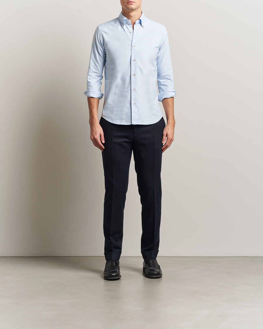Homme | Chemises | Grigio | Oxford Button Down Shirt Light Blue