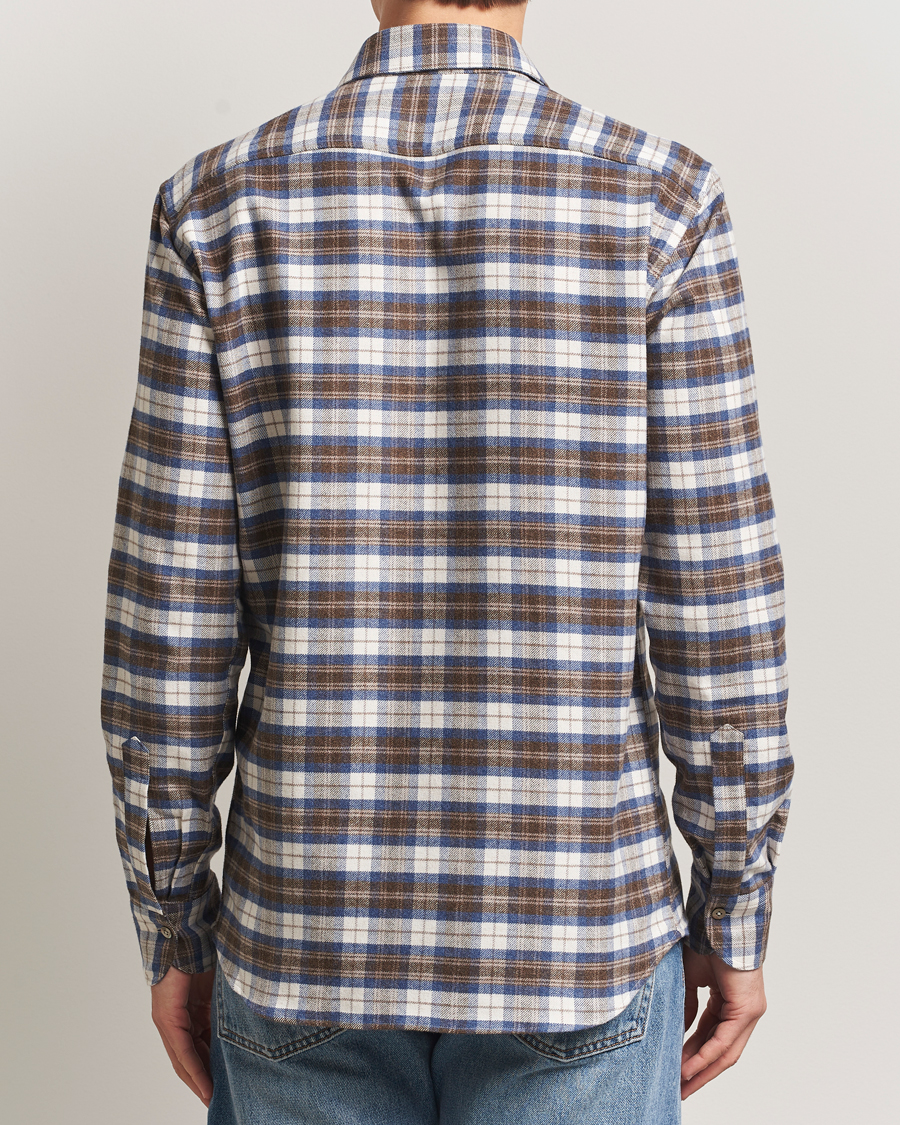 Homme | Chemises | Grigio | Heavy Flannel Overshirt Blue/Beige Check