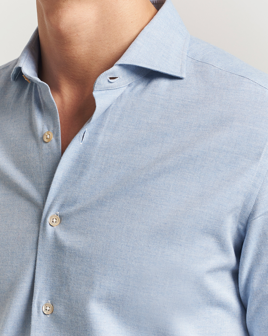 Homme | Chemises | Grigio | Washed Flannel Shirt Light Blue